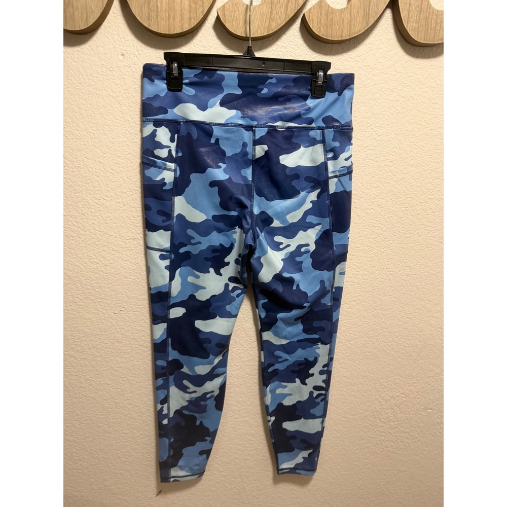 Boston Proper Blue Camo High Waisted Leggings with Side Pockets Size Medium